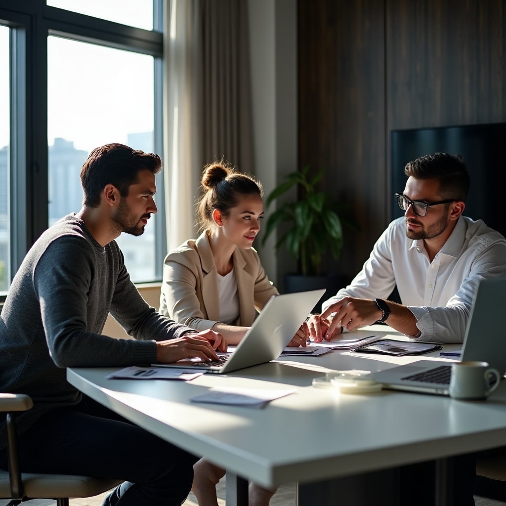 Team reviewing final website implementation and launch preparation