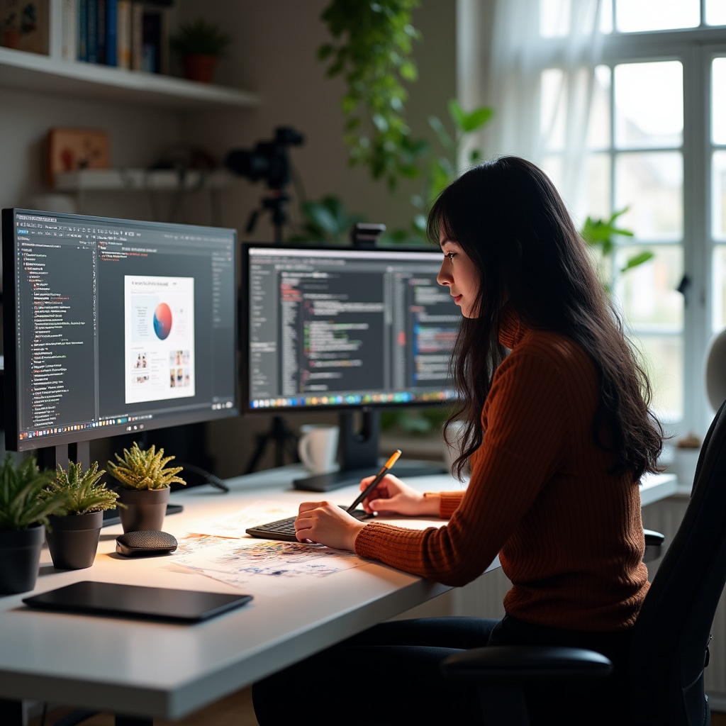 Web designer creating custom website layouts and user interface